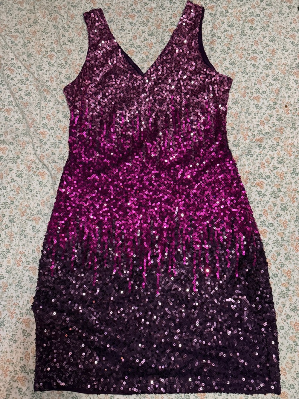 jcpenney Fuchsia to Black Ombre Sequin V-Neck Midi Dress